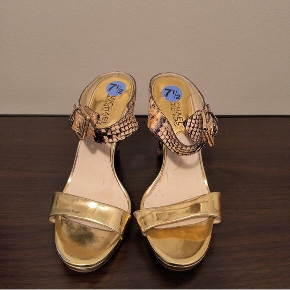 Michael Michael Kors Gold open toe Snakeskin Heels - Picture 5 of 7